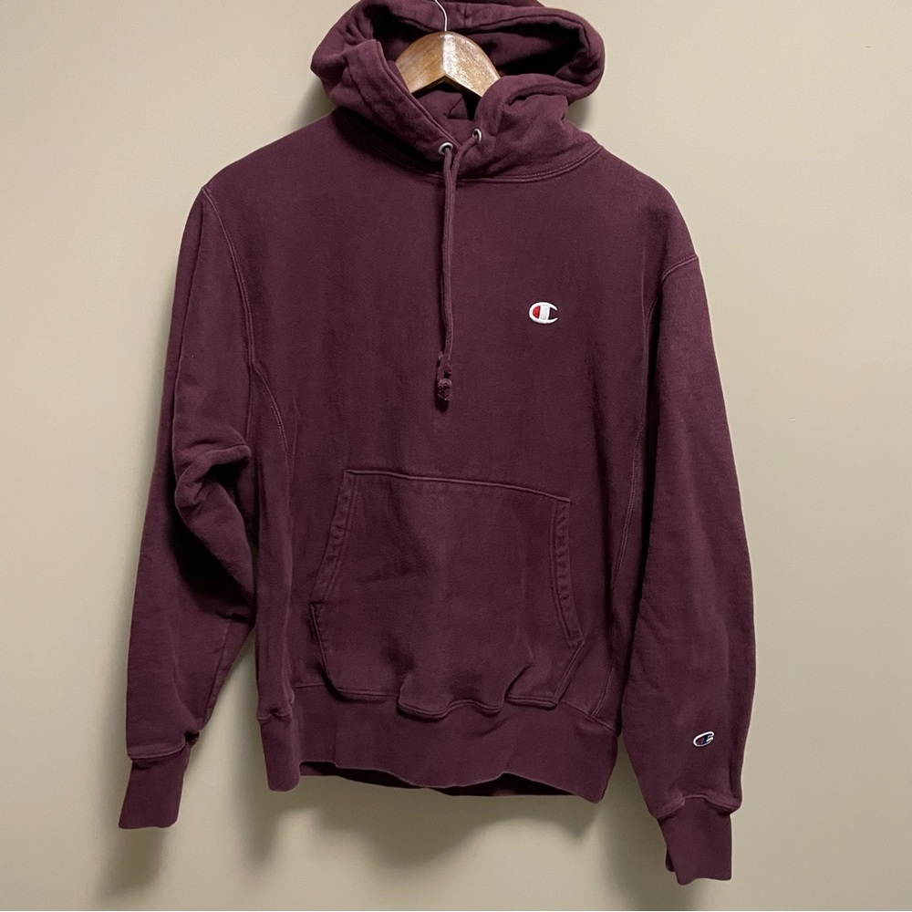 Champion Men's Deep Maroon Burgundy Hoodie Size Medium